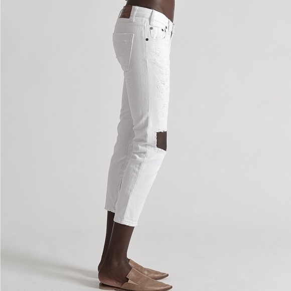 One Teaspoon White Freebirds Skinny Jeans Distressed Straight leg Ankle Zip - Picture 9 of 16